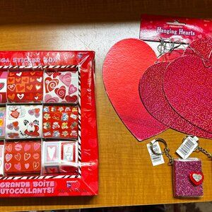 Valentine's day supplies ~ sticker box, hanging heart, key rings